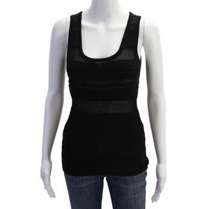 Derek Lam Womens Scoop Neck Open Cashmere Knit Tank Top Black Size Small